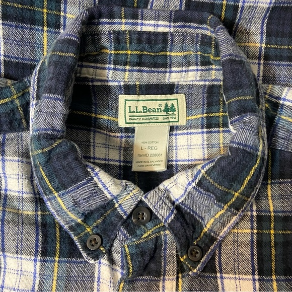 L.L. Bean Plaid Flannel Shirt Sz Lrg - Picture 1 of 4